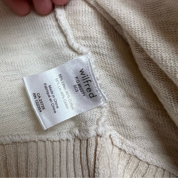 aritzia Wilfred Open Linen Blend Knit Cardigan Cream Sz XXS - Picture 7 of 8